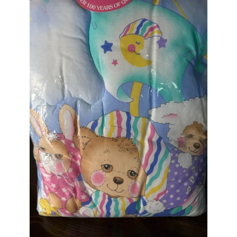 Vintage‎ Riegel Teddy Beddy Bear Friends Crib Comforter Made in USA 33x42 NIP